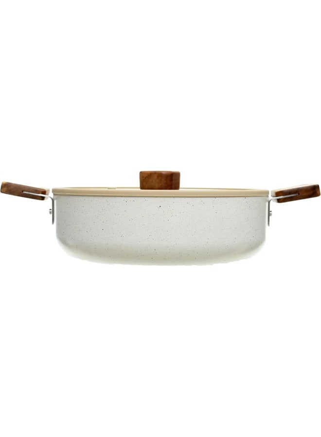 Neoflam Neoflam Bien/Cream Beige Marble Forged 24Cm Low Casserole With Glass Lid Full Induction - Image 3