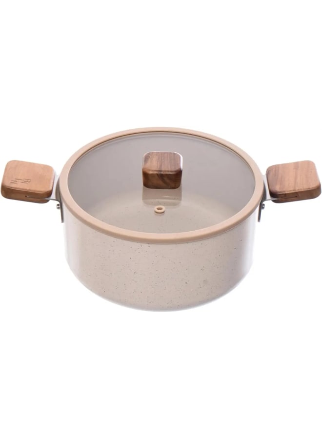 Neoflam Neoflam Bien/Cream Beige Marble Forged 20Cm Casserole With Glass Lid Full Induction pink - Image 1