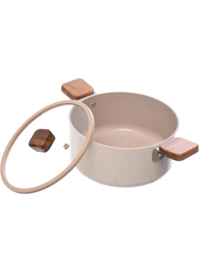 Neoflam Neoflam Bien/Cream Beige Marble Forged 20Cm Casserole With Glass Lid Full Induction pink - Image 2