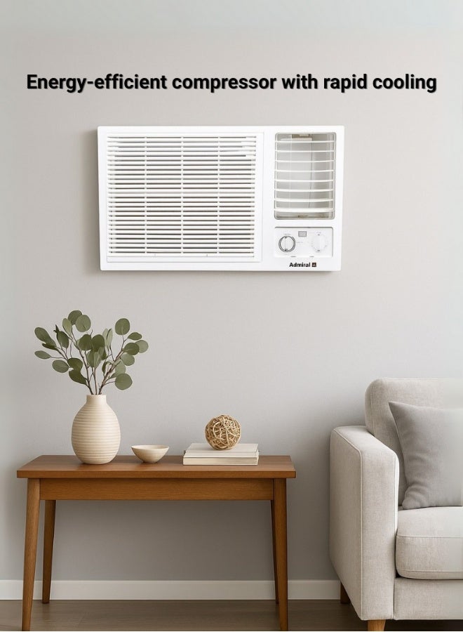 Admiral 1.5 Ton Window Air Conditioner | 18,000 BTU Cooling | Efficient T3 Rotary Compressor | Gold‑Fin Condenser & R410A Refrigerant | Low‑Noise High Ambient Performance | Model AD18KS3WC – White AD18KS3WC White - Image 3