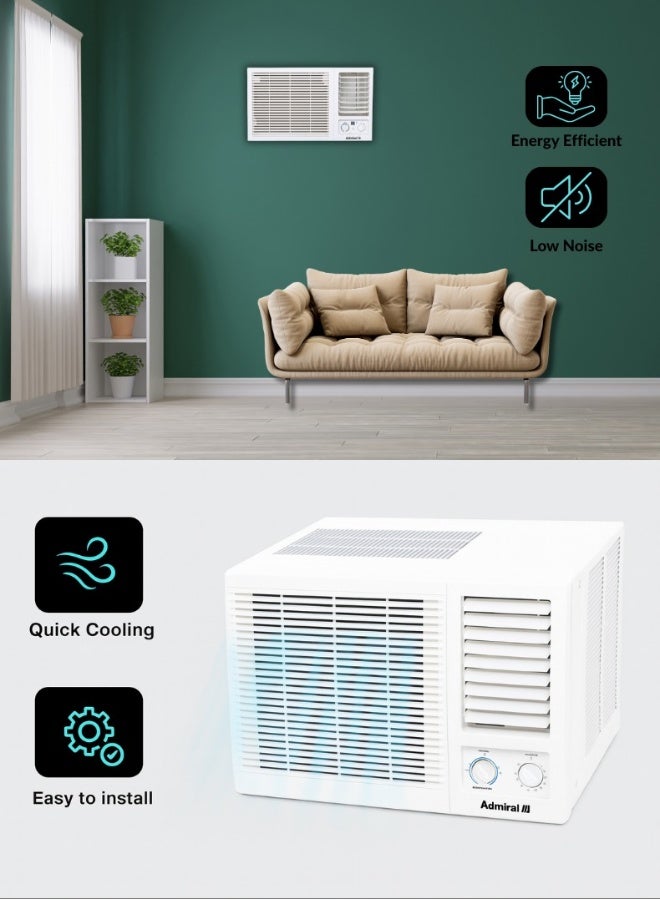 Admiral 2 Ton Window Air Conditioner | 24,000 BTU High Performance Cooling | T3 Rotary Compressor for Extreme Temperatures | R410A Eco-Friendly Refrigerant | Heavy-Duty Cooling for Large Rooms | Model AD24KS3WC – White AD24KS3WC White - Image 2