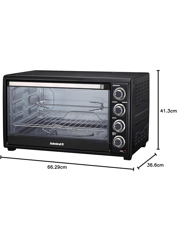 Admiral 60L Electric Oven with Convection, Rotisserie & Interior Lamp – Model ADEO60NBSCP 60 L 2000 W ADEO60NBSCP Black - Image 2