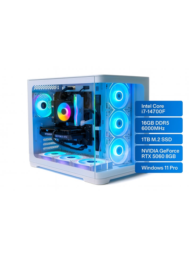 Setup Master Gaming PC With Intel Core i7-14700F Processor/16GB RAM/8GB NVIDIA GeForce RTX 5060 Graphics/1TB SSD/ Windows 11 Pro/ White  - Image 1