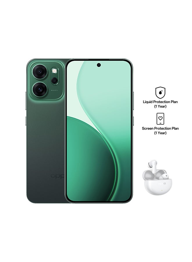 أوبو Reno14 F AI Phone Dual SIM 5G Green 12GB RAM 512GB + OPPO Enco Buds3Pro + 12 Month (Liquid + Screen Protection) Warranty - Middle East Version  - Image 1