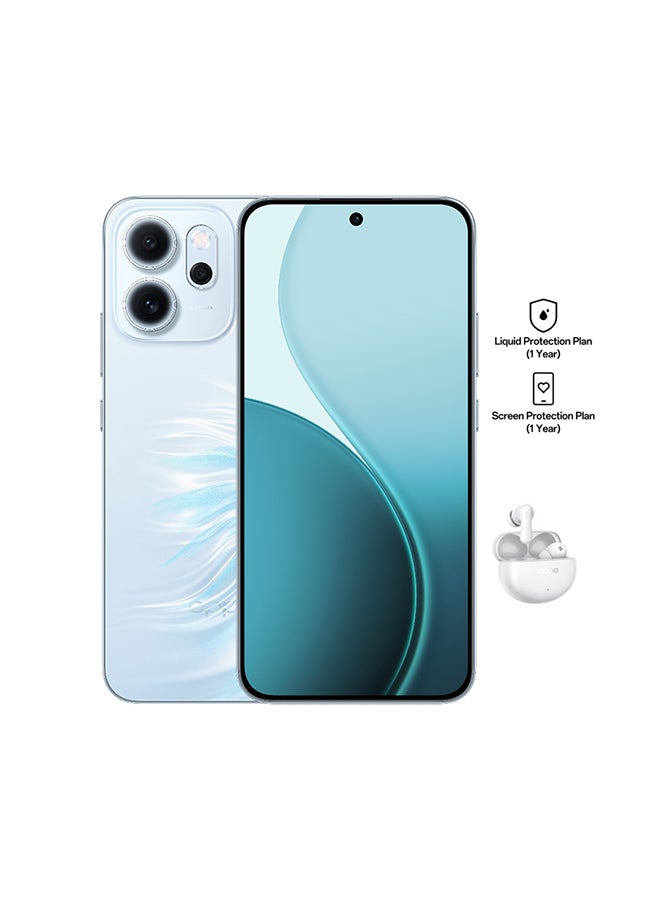 أوبو Reno14 F AI Phone Dual SIM 5G Blue 12GB RAM 512GB + OPPO Enco Buds3Pro + 12 Month (Liquid + Screen Protection) Warranty - Middle East Version  - Image 1