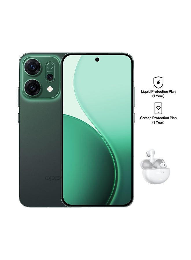 أوبو Reno14 AI Phone Dual SIM 5G Green 12GB RAM 512GB + OPPO Enco Air4 + 12 Month (Liquid + Screen Protection) Warranty - Middle East Version  - Image 1