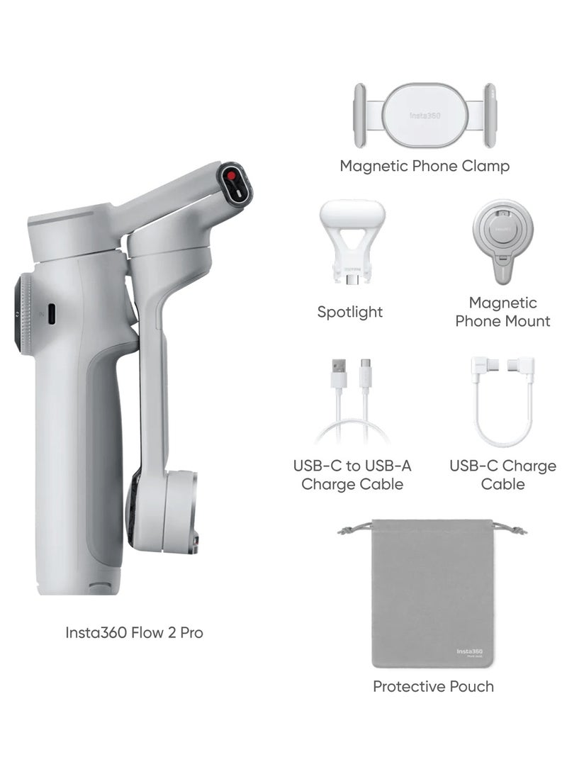 Insta360 FLOW 2 PRO | Creator Kit | Ultimate AI Tracking Gimbal Stabilizer – Stone Grey - Image 1