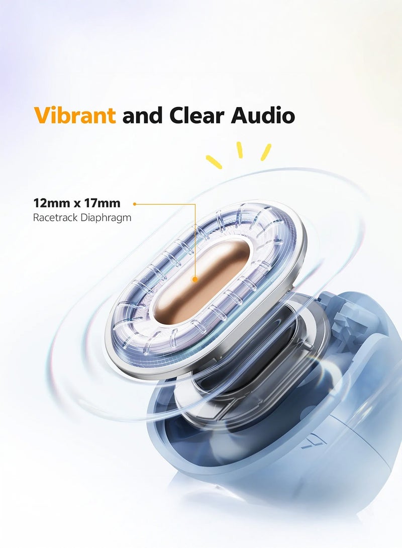 كيو سي واي سماعات أذن مفتوحة كروسكي C10، سماعات أذن لاسلكية بتقنية بلوتوث 5.4، ملائمة مريحة وثابتة، مكالمات واضحة بفضل الذكاء الاصطناعي، اتصال مزدوج الأجهزة، مقاومة للماء للرياضة/التمارين/الجري - أبيض - Image 3