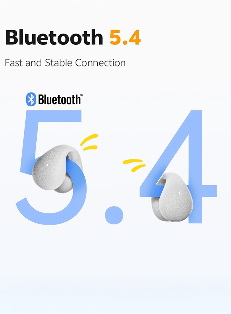 كيو سي واي سماعات أذن مفتوحة كروسكي C10، سماعات أذن لاسلكية بتقنية بلوتوث 5.4، ملائمة مريحة وثابتة، مكالمات واضحة بفضل الذكاء الاصطناعي، اتصال مزدوج الأجهزة، مقاومة للماء للرياضة/التمارين/الجري - أبيض - Image 5