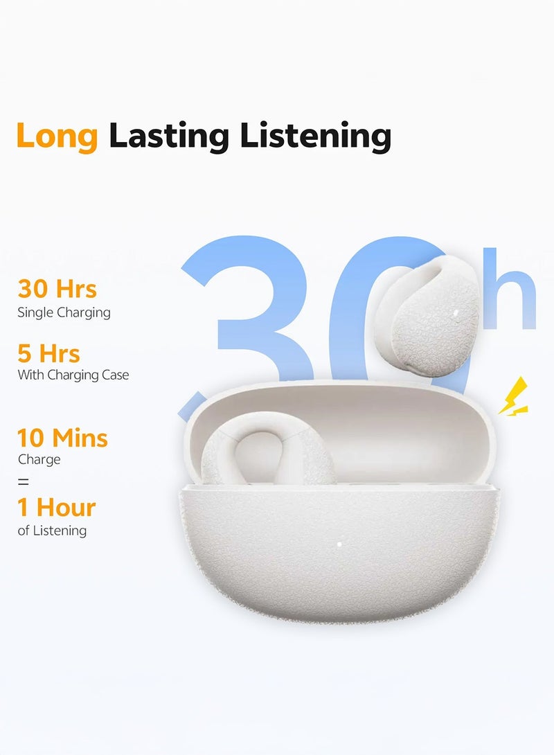 كيو سي واي سماعات أذن مفتوحة كروسكي C10، سماعات أذن لاسلكية بتقنية بلوتوث 5.4، ملائمة مريحة وثابتة، مكالمات واضحة بفضل الذكاء الاصطناعي، اتصال مزدوج الأجهزة، مقاومة للماء للرياضة/التمارين/الجري - أبيض - Image 4