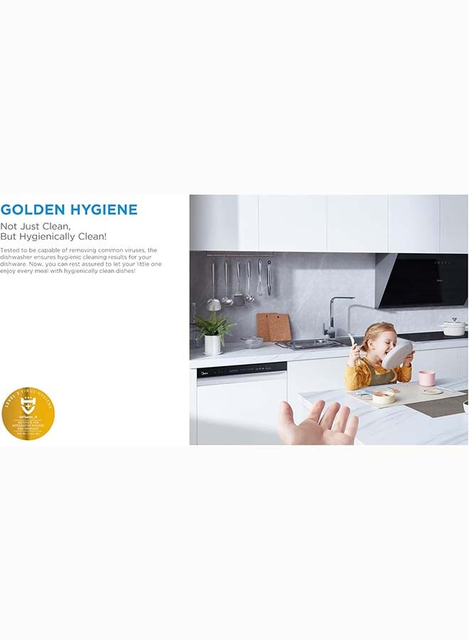 Midea Smart Freestanding Dishwasher With 15 Place Settings & 9 Programs, Wi-Fi, Delay Start & Auto Open Function, Silent & High Energy Efficient, Rapid & Cloud Wash, Silver - WQP15-W7633D(SS)-GCC WQP15-W7633D(SS)-GCC silver - Image 3