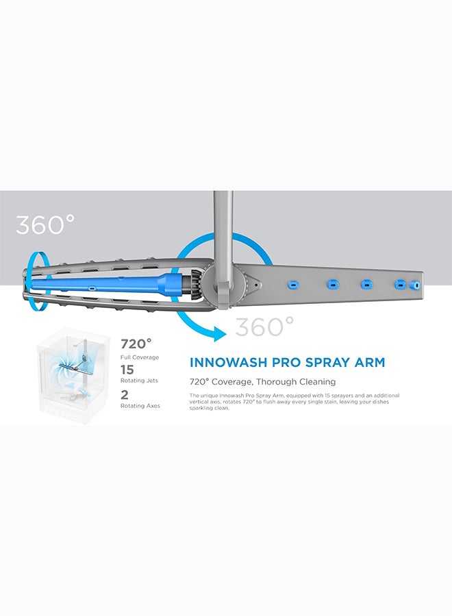 Midea Smart Freestanding Dishwasher With 15 Place Settings & 9 Programs, Wi-Fi, Delay Start & Auto Open Function, Silent & High Energy Efficient, Rapid & Cloud Wash, Silver - WQP15-W7633D(SS)-GCC WQP15-W7633D(SS)-GCC silver - Image 2