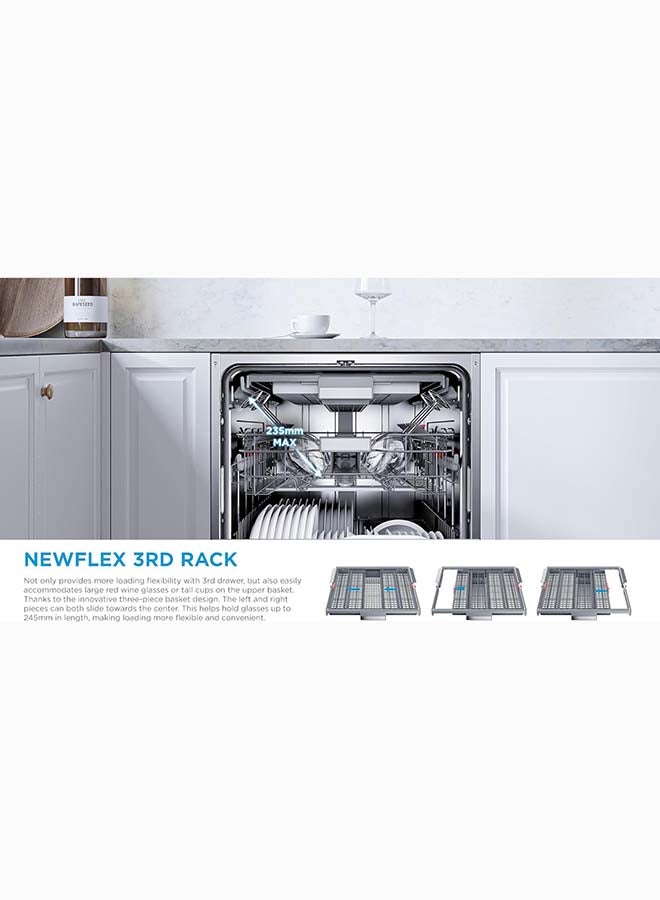 Midea Smart Freestanding Dishwasher With BLDC Motor, 15 Place Settings, 9 Programs, Wi-Fi, Turbo Speed, Power Wash & Auto Open Function, Silent & High Energy Efficient, Black - WQP15-WU7633GUR(BS)-GCC WQP15-WU7633GUR(BS)-GCC black - Image 4