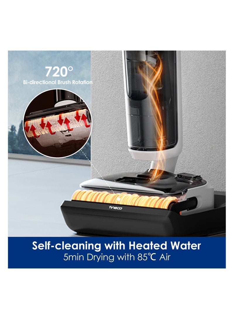 Tineco Floor One Stretch S6 Pro Series Wet/Dry Vacuum Cleaner, 180° Flat Design Suction Mop 13 cm Lying Height, 70°C 5min FlashDry Self-Cleaning, 3-Sided Edge Cleaning, 40 Minutes Running Time Cleaning Under 0.8 L 220 W FW421300UK White & Gray - Image 5