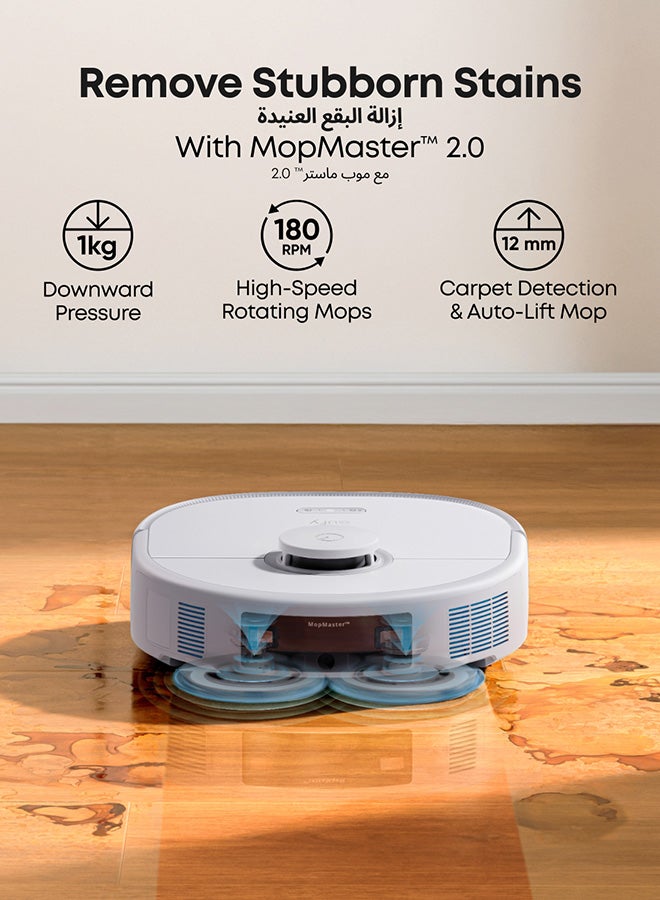 إيوفي روبوت مكنسة وممسحة eufy X10 Pro أومني بقوة شفط 8,000 با، ممسحتين مزدوجتين مع رفع تلقائي بارتفاع 12 مم وكشف السجاد، تجنب العقبات بالذكاء الاصطناعي، غسيل الممسحة تلقائيًا، تجفيف ذاتي، تفريغ ذاتي، إعادة تعبئة ذاتية - Image 3