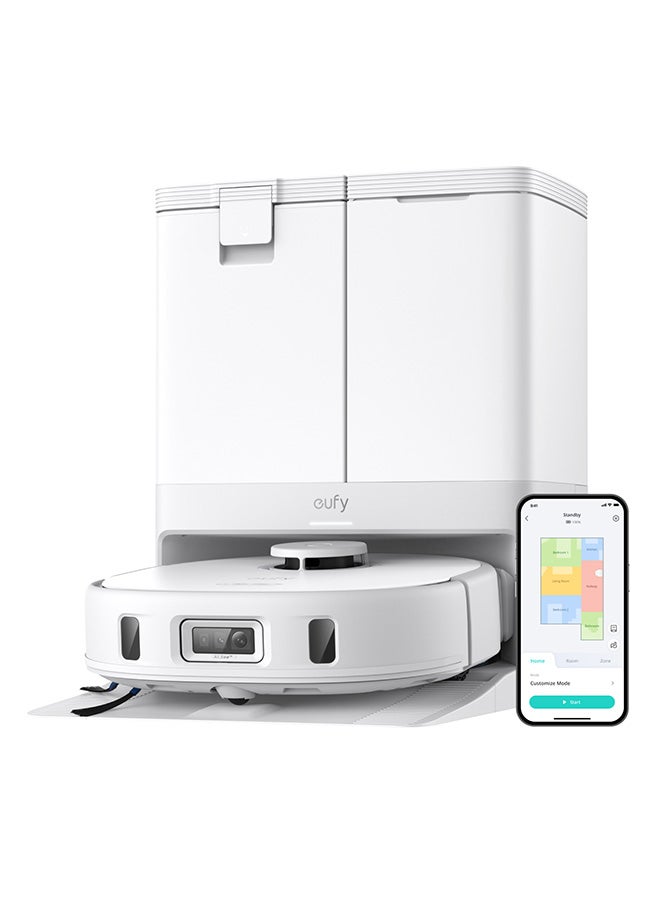 إيوفي روبوت مكنسة وممسحة eufy X10 Pro أومني بقوة شفط 8,000 با، ممسحتين مزدوجتين مع رفع تلقائي بارتفاع 12 مم وكشف السجاد، تجنب العقبات بالذكاء الاصطناعي، غسيل الممسحة تلقائيًا، تجفيف ذاتي، تفريغ ذاتي، إعادة تعبئة ذاتية - Image 1