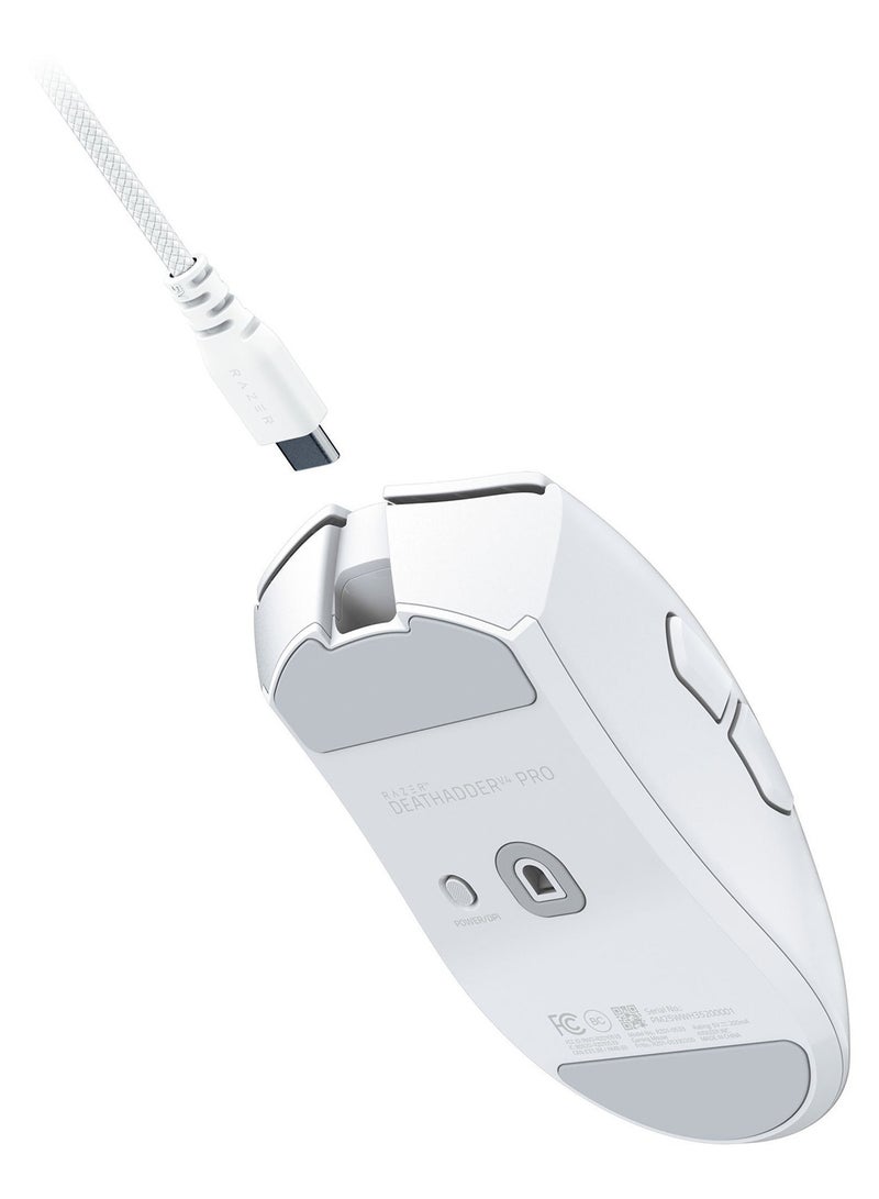 RAZER DeathAdder V4 Pro 57g Ultra-lightweight Wireless Ergonomic Esports Mouse: HyperSpeed Wireless Gen-2, Focus Pro 45K Optical Sensor Gen-2, 6 Programmable Buttons, Optical Switches Gen-4 - White - Image 4