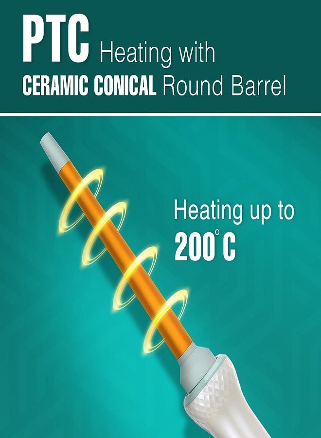 في جي آر V-596 Professional Electric Hair Curling Wand | Stylish Hair Styling Professional Hair Curler with 200° C Max Heat Setting multicolour - Image 4