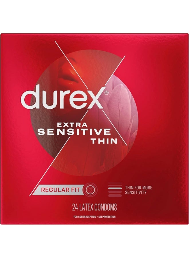Durex Extra Sensitive, Ultra Fine, and Extra Lubricated Natural Latex Condom (24 count) - Image 1