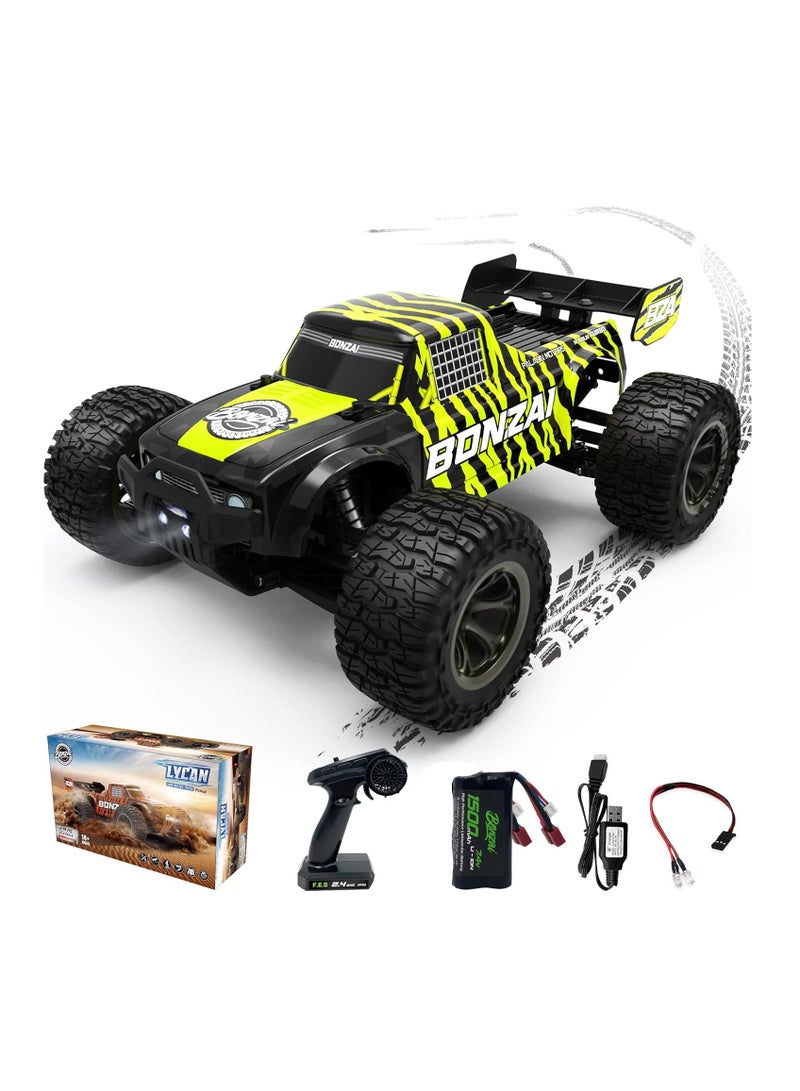MYTOYS Bonzai RC Truck 1:12 Scale Remote Control Car - 48+KM/h High Speed 4x4 Off Road Monster Trucks Hobby Grade with 1500mAh Rechargeable Battery, LED Headlight All Terrain High Speed RC Car - Image 1