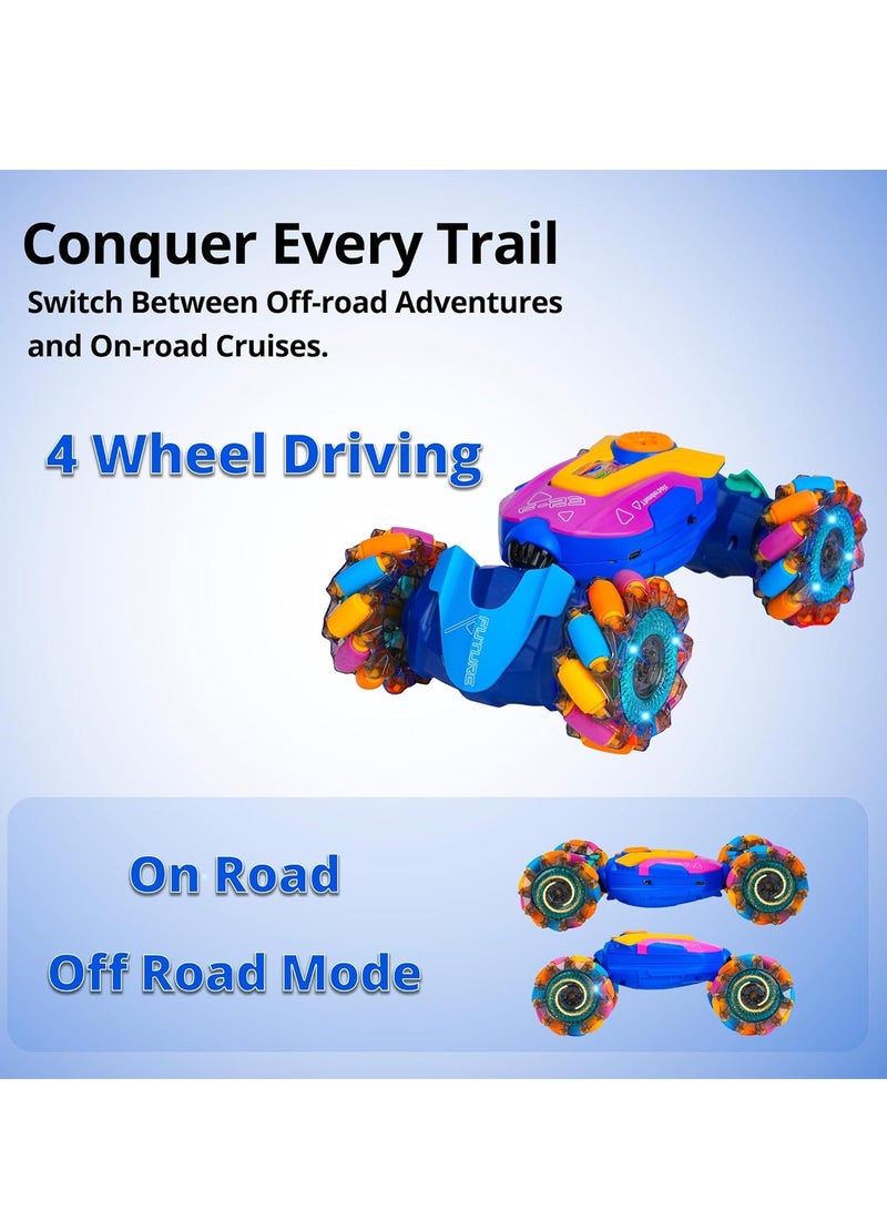 مايتويز سيارة استعراض عن بعد 4WD بحساسات الإيماءات، لعبة سيارة تحكم عن بعد، مع أضواء وموسيقى ورذاذ، 4WD تدور 360° على جميع التضاريس، ألعاب للأطفال، سيارة RC للأطفال - Image 4