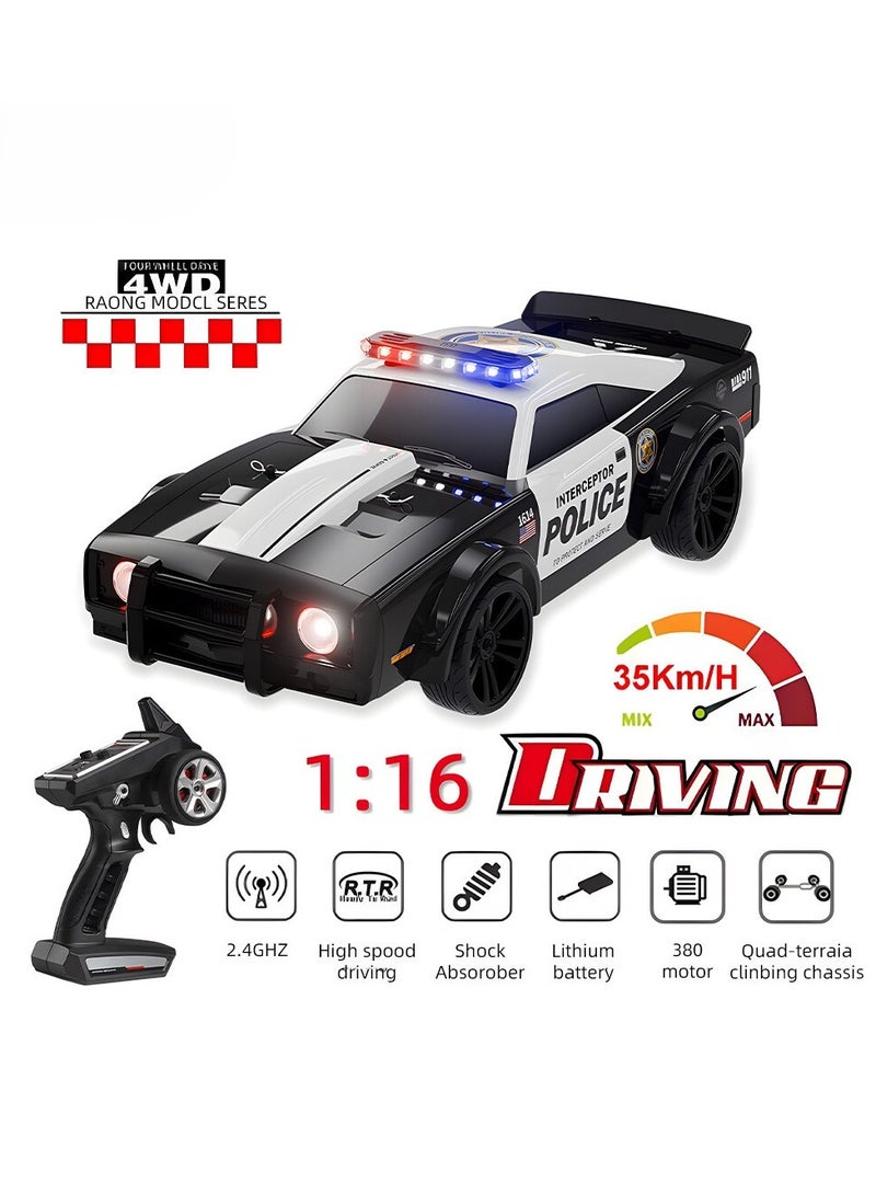 مايتويز سيارة انزلاق عن بعد SG1614 2.4GHz مقياس 1:16 4WD عالية السرعة نموذج سيارة شرطة انزلاقية مزودة بأضواء رائعة وإطارات انزلاقية - Image 1