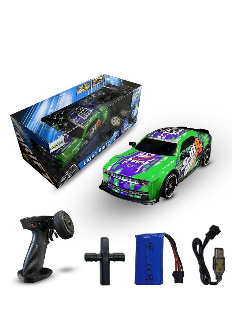 مايتويز سيارة Drift RC 1/16، سيارة Drift RC 2.4Ghz جاهزة للتشغيل، سيارات سباق Drift RC مضيئة 4x4 بسرعة 18 كم/ساعة، شاحنة RC كهربائية 4WD لجميع الطرق للبالغين مع سرعة عالية في الانجراف - Image 1