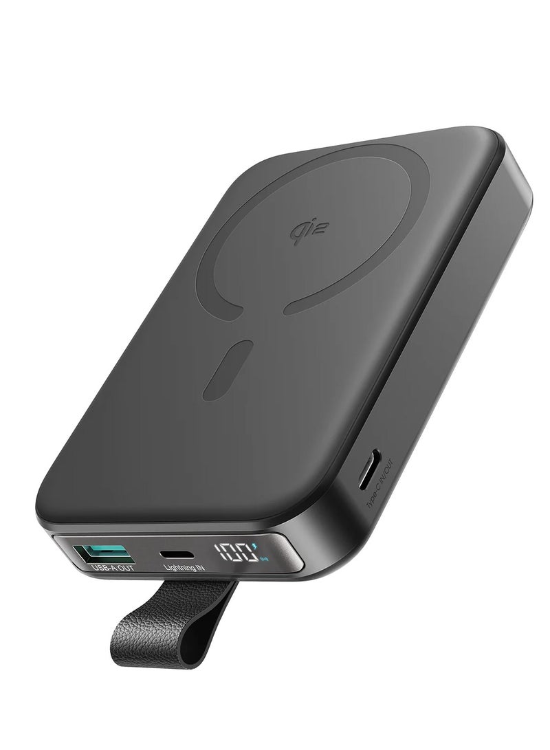 JOYROOM 10000 mAh JR-PBM11 22.5W Qi2 Magnetic Wireless Power Bank with Holder black - Image 1