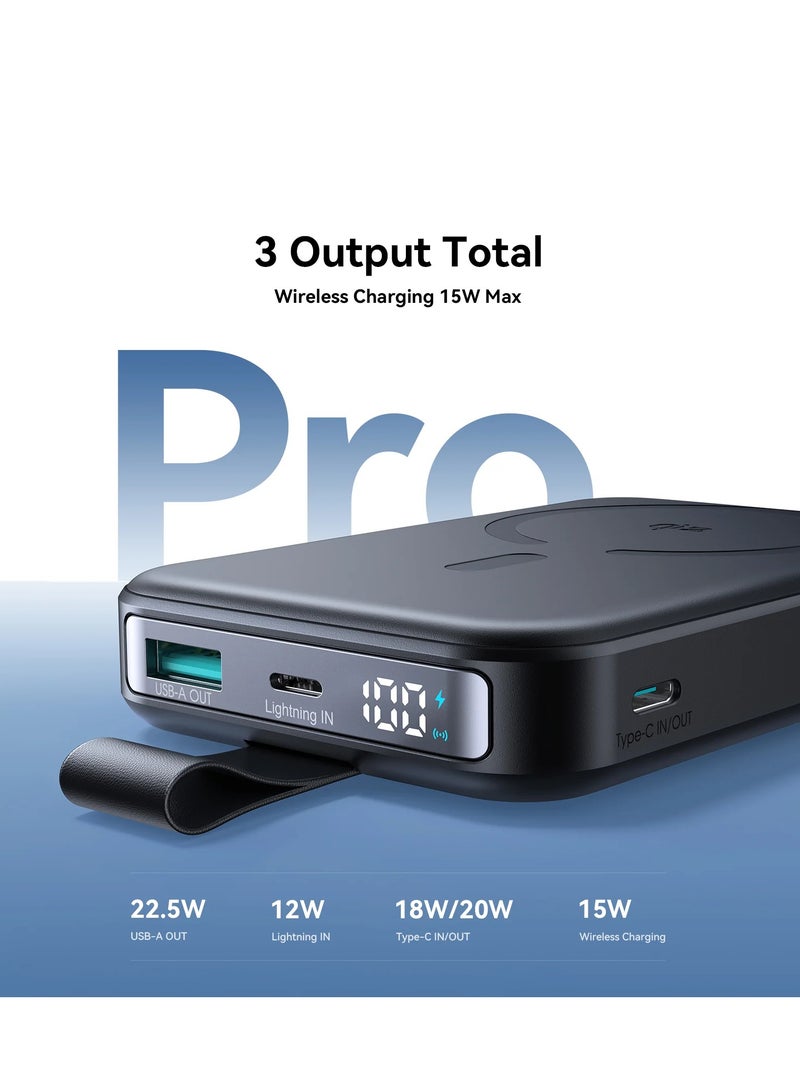 JOYROOM 10000 mAh JR-PBM11 22.5W Qi2 Magnetic Wireless Power Bank with Holder black - Image 3