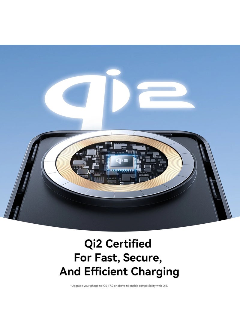 JOYROOM 10000 mAh JR-PBM11 22.5W Qi2 Magnetic Wireless Power Bank with Holder black - Image 4