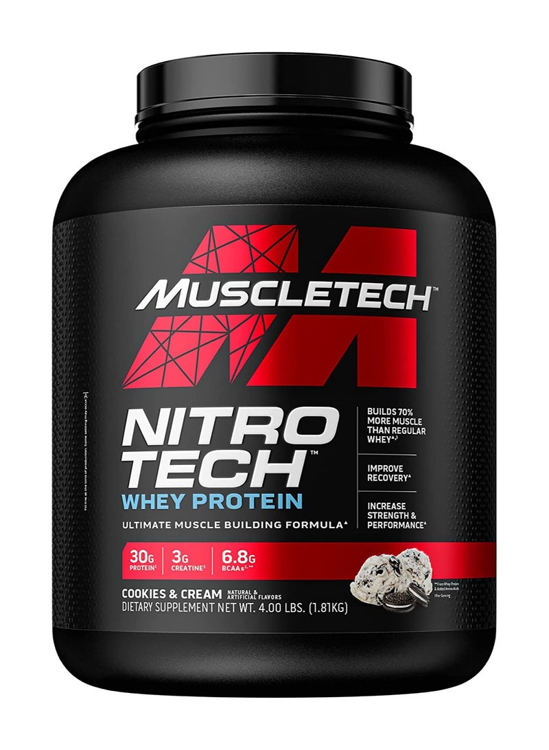 MuscleTech NitroTech Whey Protein Isolate & Peptides with Cookies and Cream 4lb - Image 1