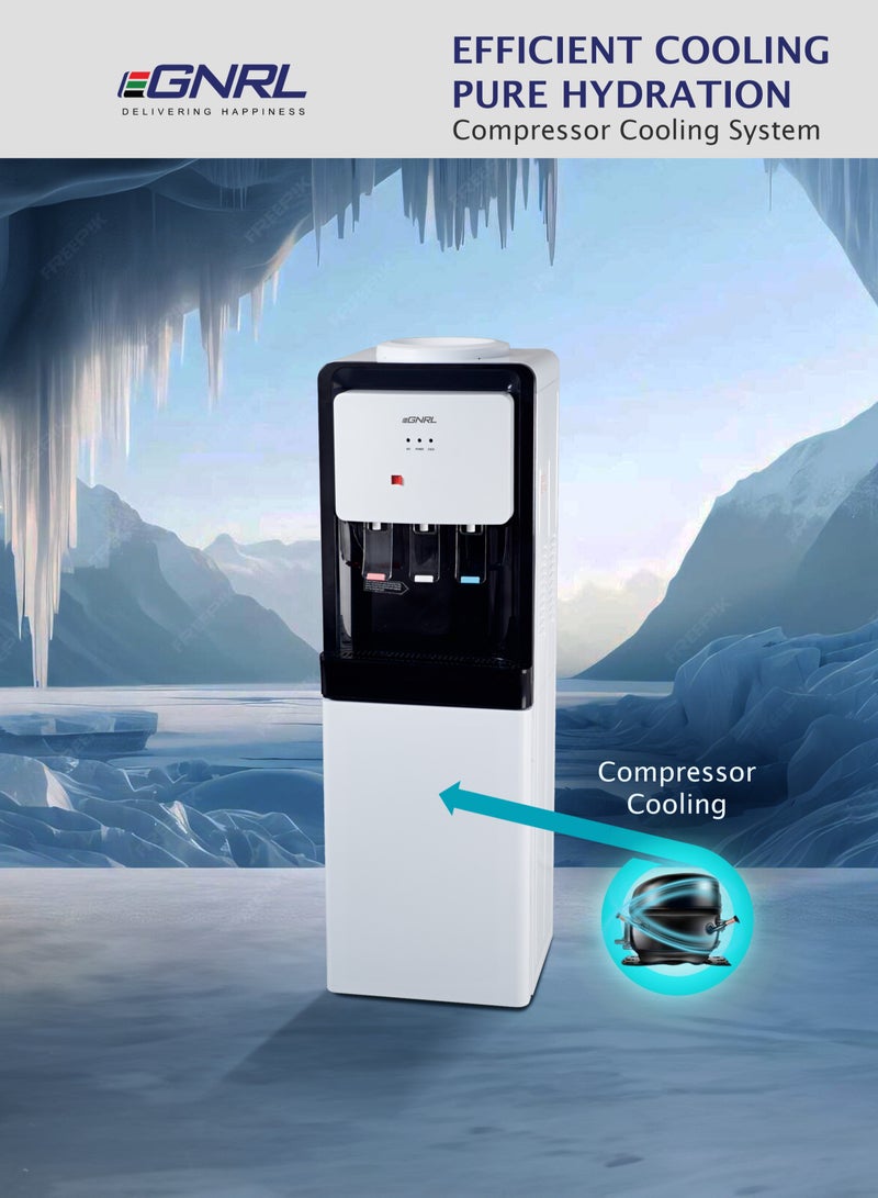 EGNRL 3-TAPS Water Dispenser Top Loading Equipped with Hot, Cold & Ambient Temperature, With Storage Cabinet, Child Safety Lock | Best for Home Kitchen & Office | White,  EGWD1715, One Year Brand Warranty EGWD1715 White - Image 5