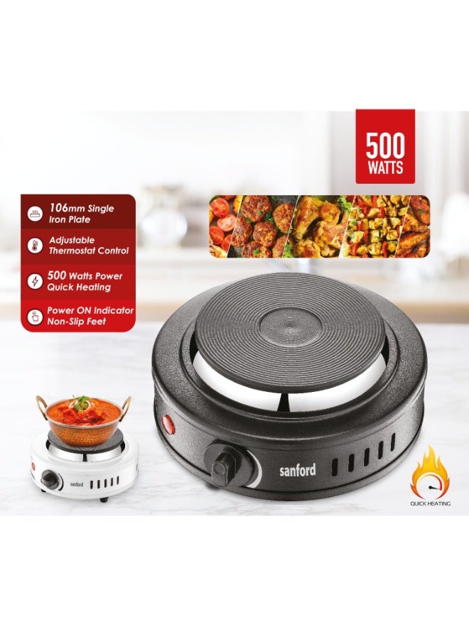 Sanford Portable Single Hot Plate Efficient & Compact Quick Heating Solution with Adjustable Thermostat & Non-Slip Design for Small Spaces 500 W SF5016HPT BS black - Image 2