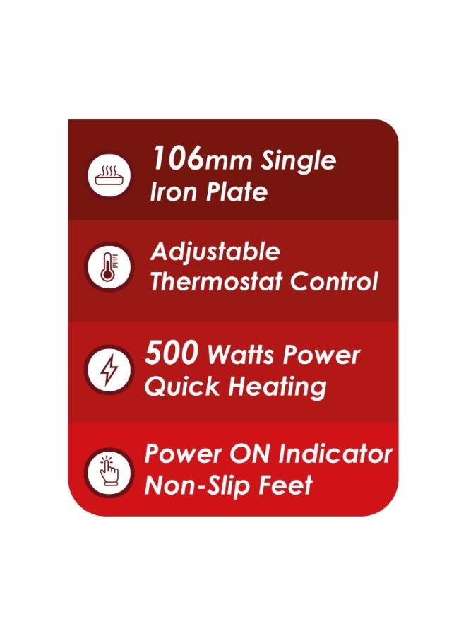 Sanford Portable Single Hot Plate Efficient & Compact Quick Heating Solution with Adjustable Thermostat & Non-Slip Design for Small Spaces 500 W SF5016HPT BS black - Image 3