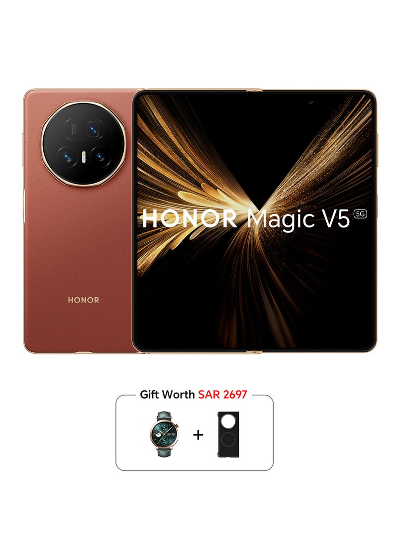 Honor Magic V5 Dual SIM 5G Reddish Brown 16GB 512GB With Free Watch 4 Pro - Middle East Version - Image 1