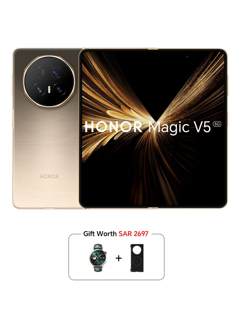 Honor Magic V5 Dual SIM 5G Dawn Gold 16GB 512GB  With Free Watch 4 Pro- Middle East Version - Image 1