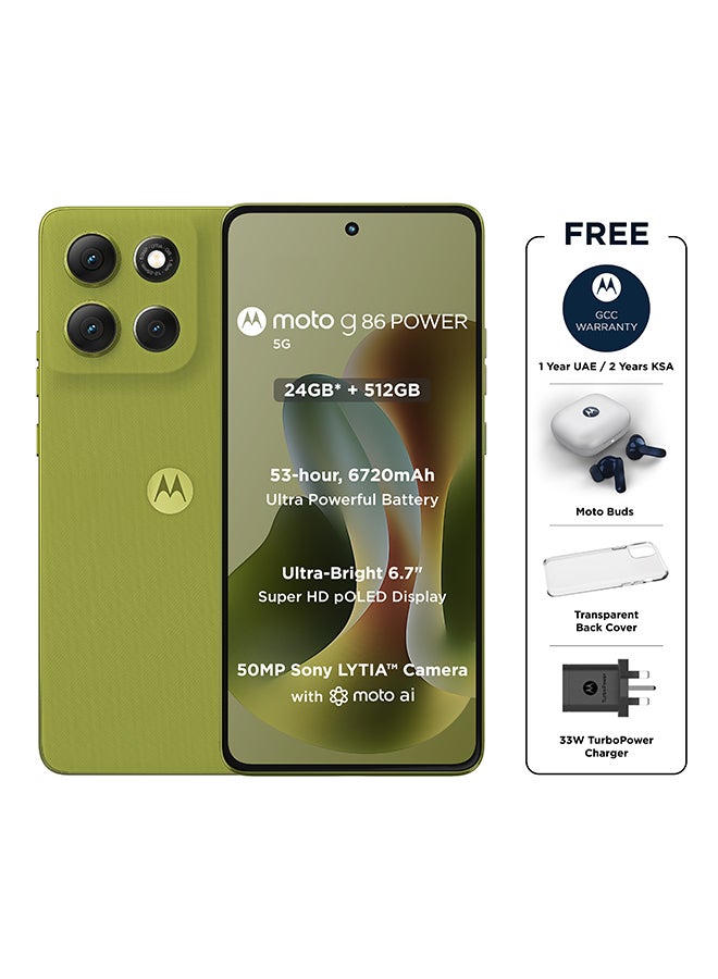 Motorola G86 Power Dual SIM PANTONE Golden Cypress 8+16GB RAM  512GB 5G With Free Gift - Middle East Version - Image 1
