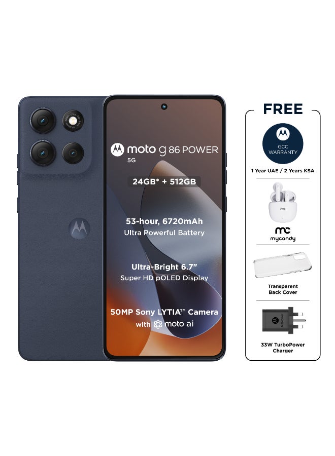 Motorola G86 Power Dual SIM PANTONE Spellbound  8+16GB RAM  512GB 5G With Free Gift - Middle East Version - Image 1