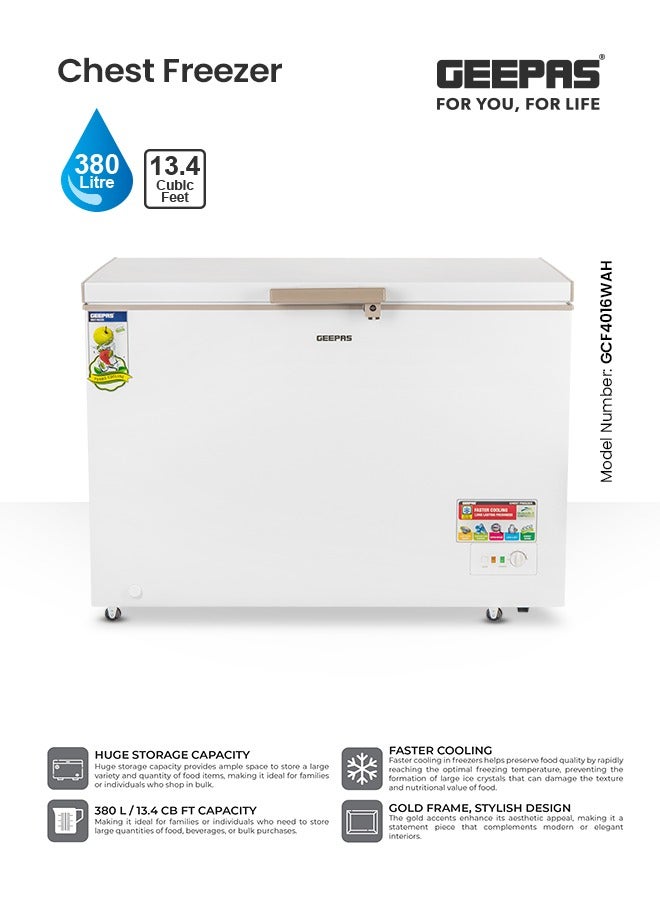 جيباس فريزر صندوقي بسعة 380 لتر، نظام تبريد أسرع، تشطيب داخلي أبيض، ضاغط مخفي، وغاز تبريد R600a - Image 1