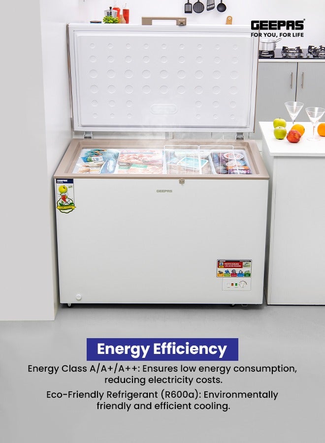 جيباس فريزر صندوقي بسعة 380 لتر، نظام تبريد أسرع، تشطيب داخلي أبيض، ضاغط مخفي، وغاز تبريد R600a - Image 5