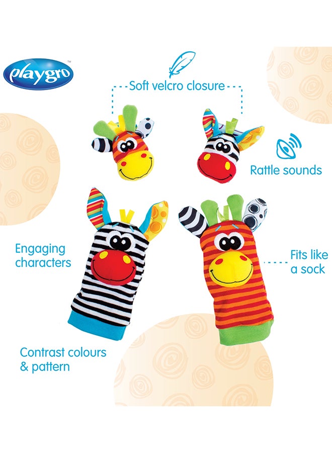بلاي غرو Wrist Rattle and Foot Finder Set - Engaging Developmental Toys for Babies 0-12 Months with Adorable Jungle Friends - Baby's First Rattle Socks & Hand Entertainment, an Ideal Baby Kicking Toy - Image 5