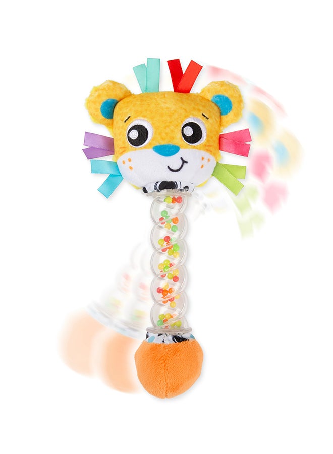 بلاي غرو Lion Rainmaker Rattle Stick for Sensory Stimulation - Musical Toy for Babies, Lion Theme, Rain Sounds, Jumbo Chord Fabric, Easy Grasp - Colorful Beads - Image 5