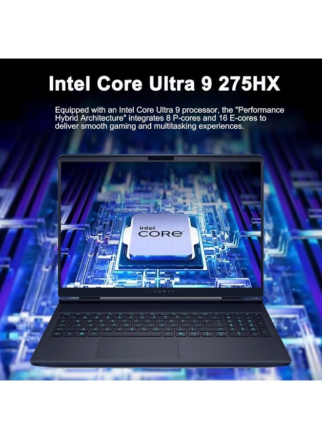 ديل Alienware 16X Aurora Gaming AI Laptop 16" QHD WQXGA (100% DCI-P3) Intel 24-core Ultra 9 275HX (Up to 13 Tops) 64GB RAM 2TB SSD GeForce RTX 5070 Thunderbolt Wi-Fi7 Windows 11 Pro ICP Hub/Copilot AI PC,  + Life Time Office 2024 English Blue - Image 2