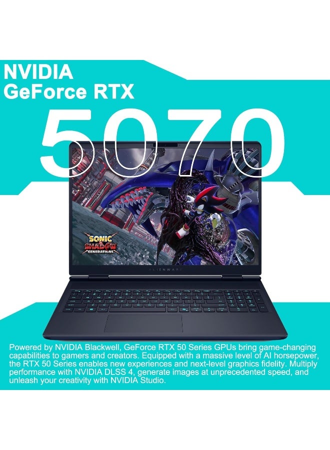 ديل Alienware 16X Aurora Gaming AI Laptop 16" QHD WQXGA (100% DCI-P3) Intel 24-core Ultra 9 275HX (Up to 13 Tops) 64GB RAM 4TB SSD GeForce RTX 5070 Thunderbolt Wi-Fi7 Windows 11 Home ICP Hub/Copilot AI PC,  Blue English Blue - Image 4