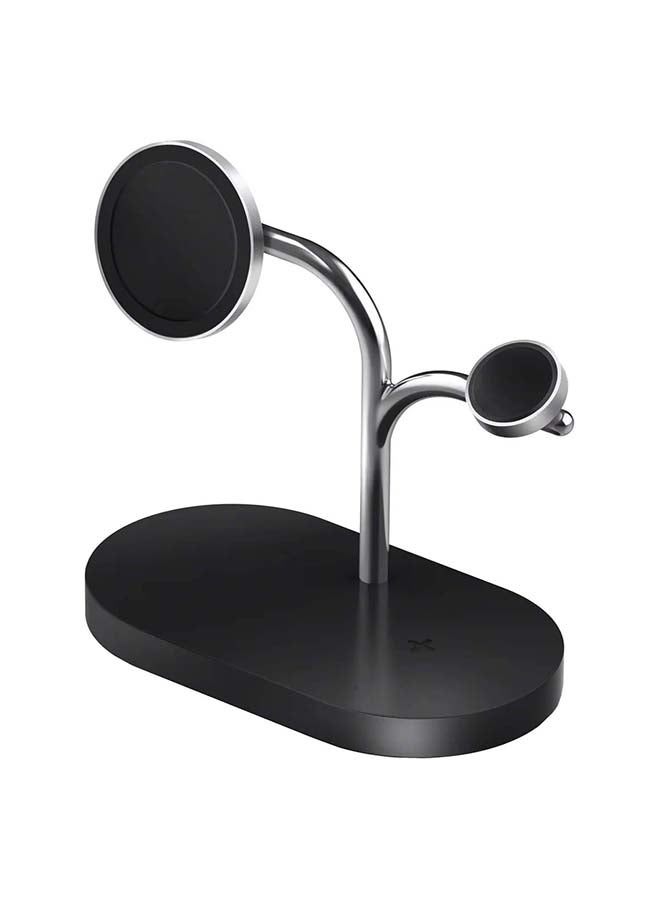 سامسونج 3-in-1 Wireless Charger, 15W Qi2 Fast Charging Stand With 45W Travel Adapter And 1m Cable – For Phone, Watch And Earbuds - Black Silver - Image 4