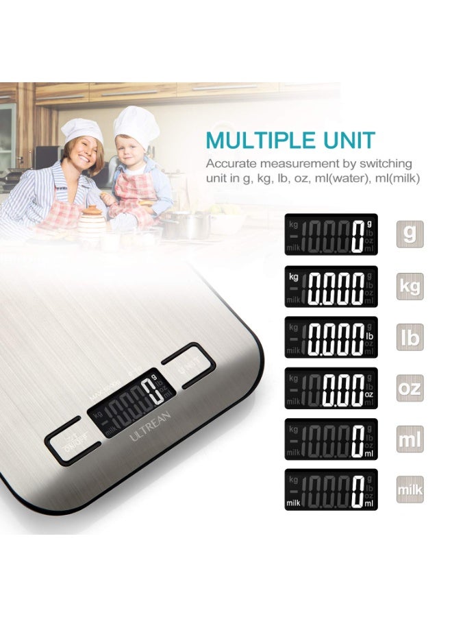 Home Care Digital Food Scale, High Precision Kitchen Scale, Measures in Grams and Ounces for Cooking and Baking, 5 Units with Tare Function, Stainless Surface (Batteries Included) - Silver - Image 2