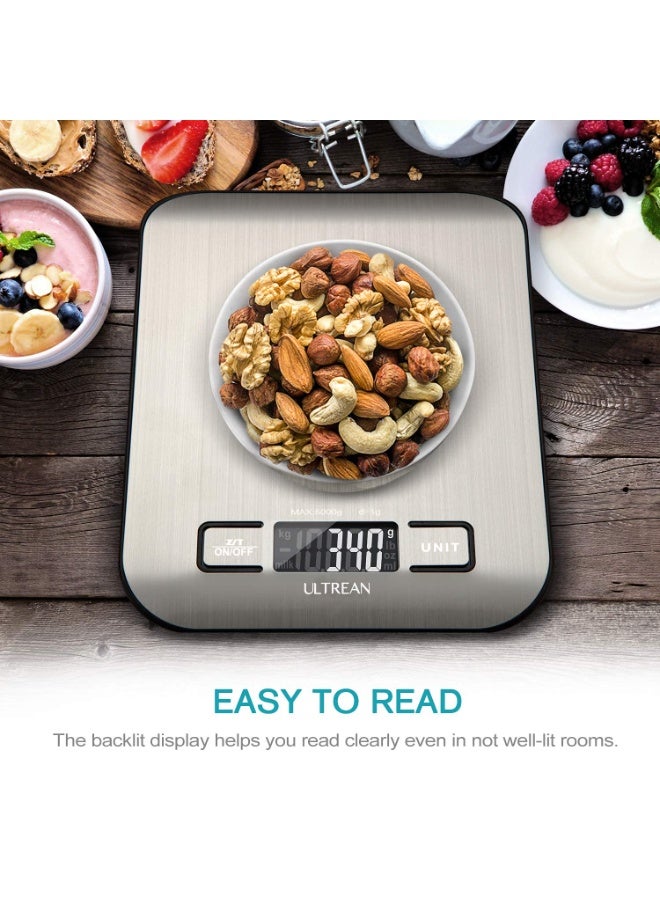 Home Care Digital Food Scale, High Precision Kitchen Scale, Measures in Grams and Ounces for Cooking and Baking, 5 Units with Tare Function, Stainless Surface (Batteries Included) - Silver - Image 4