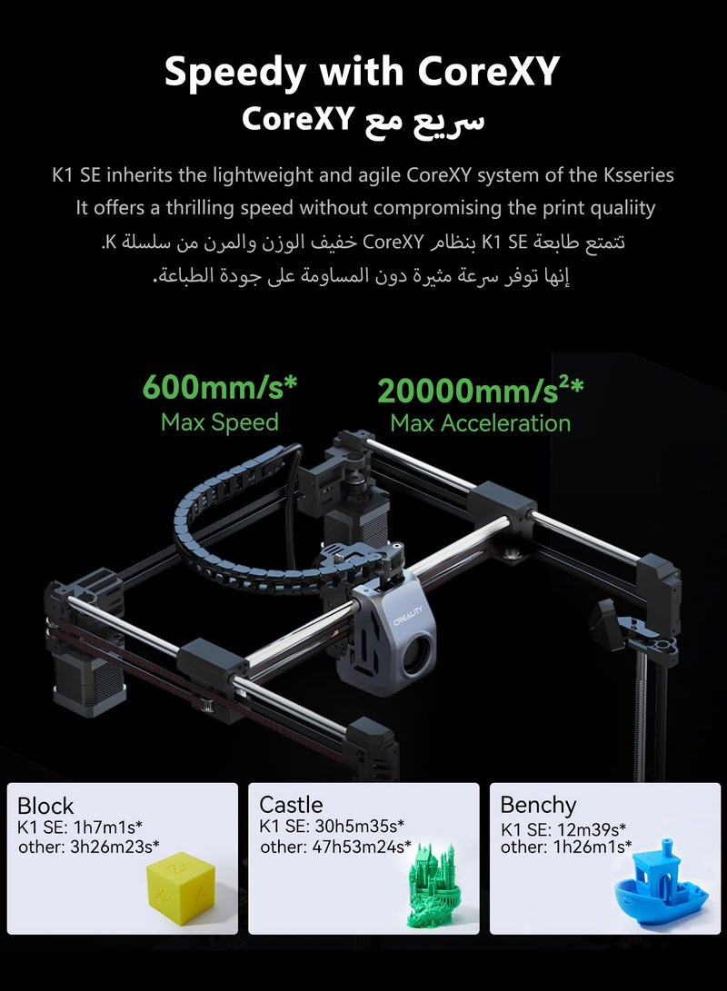 Creality 3D K1 SE 3D Printer,  New Version 600mm/s High-Speed Hands-Free Auto Leveling Flagship-Level Direct Extruder Quick-swap Tri-Metal Nozzle K1 Upgrade 3D Printer K1 SE - Image 3