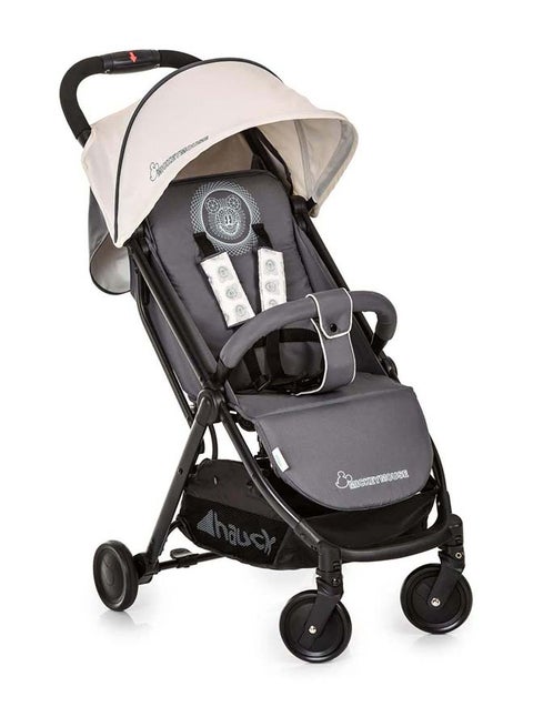 Hauck Disney Swift Plus Travel Stroller – Ultra-Lightweight, 6.7 kg Folded, One-Hand Fold, Fully Reclining Seat, Large Storage Basket – Mickey Cool Vibes, Grey