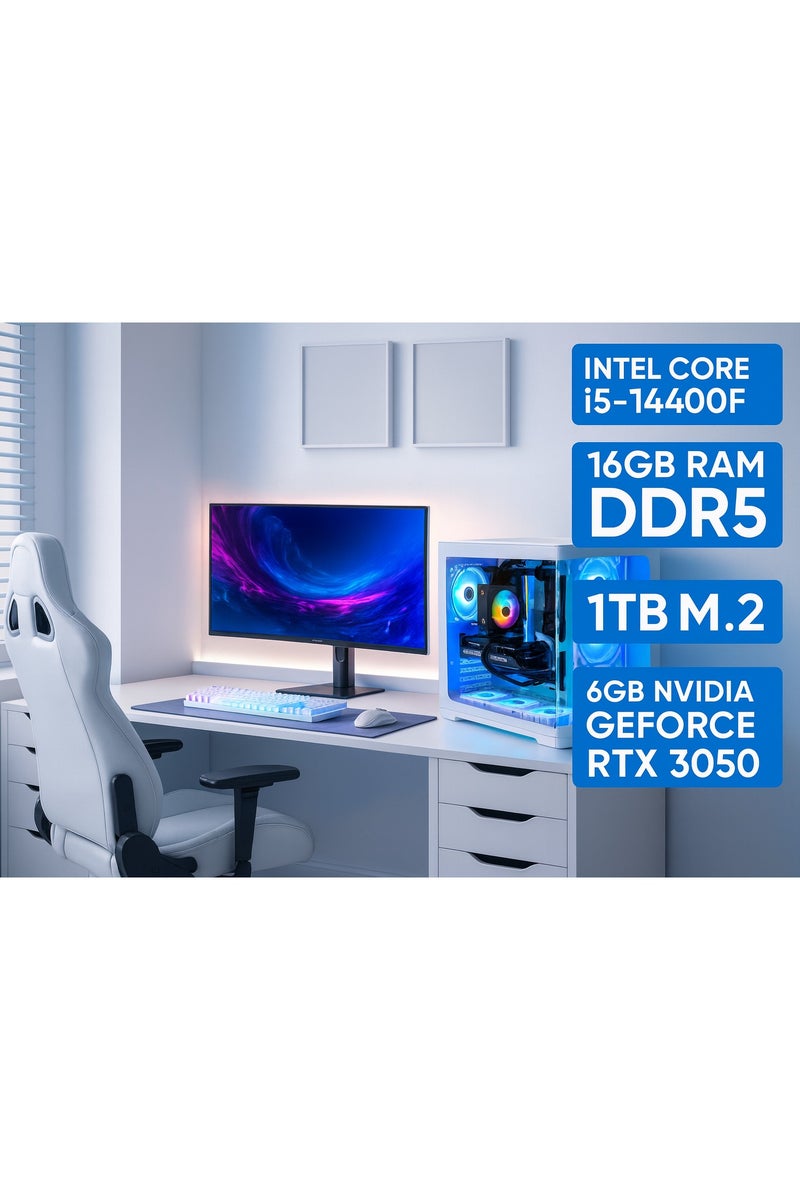 Setup Master Gaming PC With Intel Core i5-14400F Processor/16GB RAM DDR5/1TB  SSD/6GB Nvidia GeForce RTX 3050 Graphics/ White  - Image 4